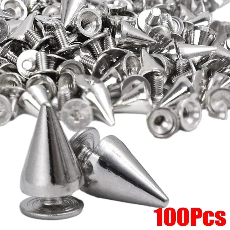 10-100Pcs Round Cone Spikes Metal Tree Spike Screwback Studs DIY Handcraft Cool Punk Garment Rivets Decoration for Clothes Shoes