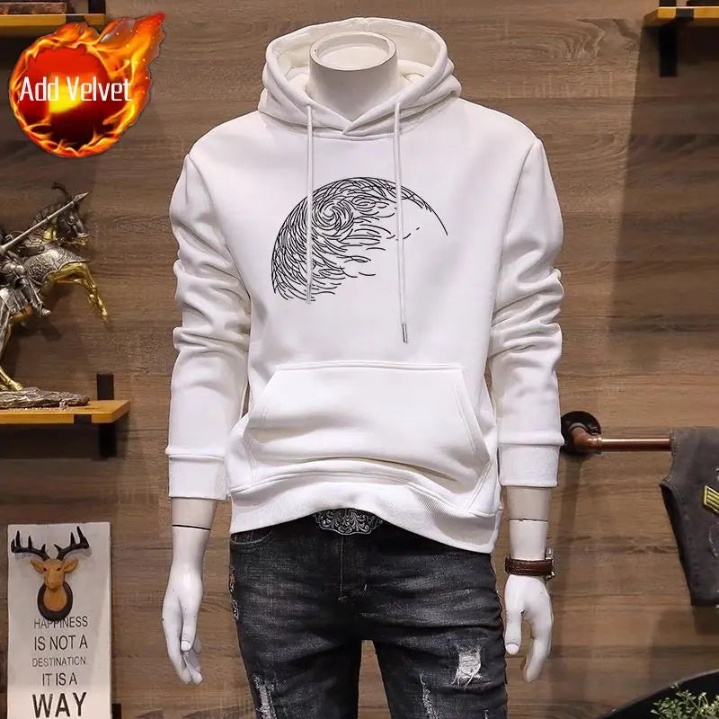 Cotton Man Hoodies Graphic Black Sweatshirts for Men S Harajuku Fashion New in Cheap Tops Sweat Shirt Korean Style Y2k Clothes