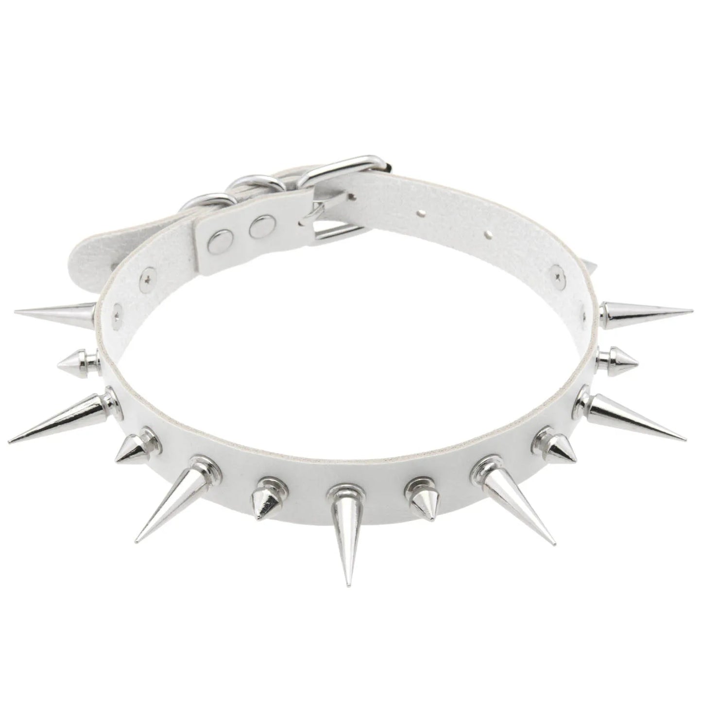 Punk Long Spike Choker PU Leather Collar for Women Men Cool Big Rivets Studded Chocker Goth Style Necklace Emo Accessories 2024