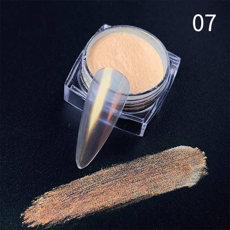 NICOLE DIARY Nail Powder Pigment Pearl White Rubbing on Nail Art Glitter Dust Chrome Aurora Manicure  Decoration DIY