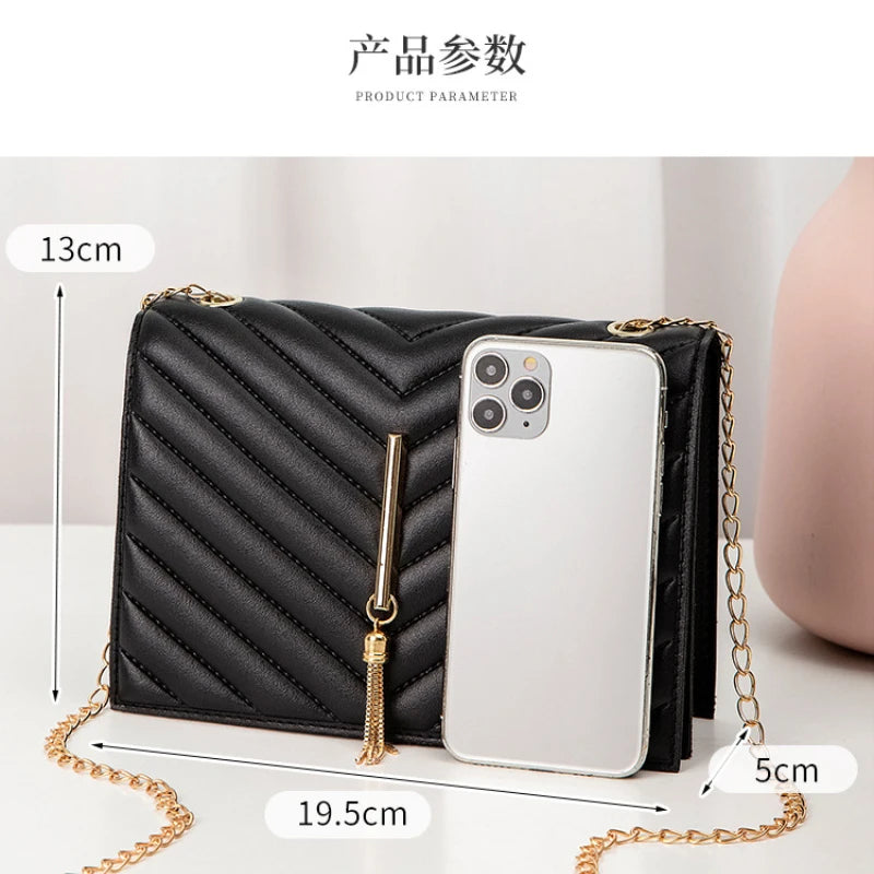 1Pcs Women PU Leather Shoulder Crossbody Bag for Women Fashion V Pattern Lattice Mini Flap Bag White Black Purses and Handbags