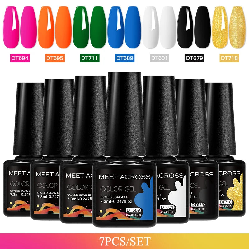 7pcs Gel Nail Polish Set For All Season 7.3ml Semi Permanent UV Gel Varnish Long Lasting Manicure Kit Soak Off Nail Supplies DIY