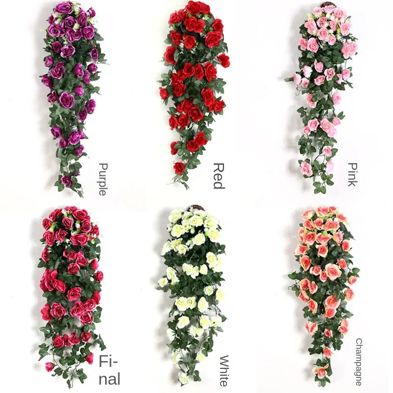 Artificial Hanging Flowers Fake Rose Vine Hanging Plants Faux Flowers for Wall Bedroom Wedding Garden Indoor Outdoor Decoration