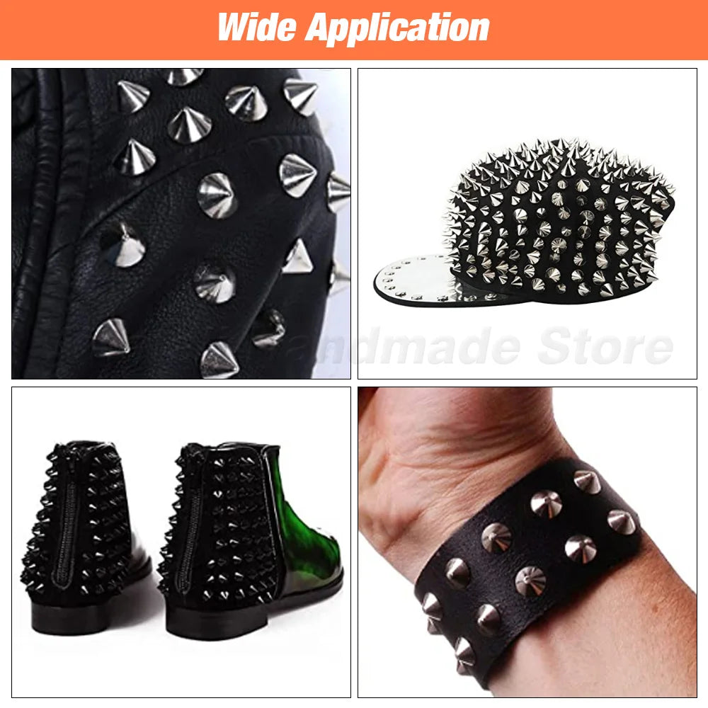 Metal Gunblack Screw Spikes And Studs For Bullet Rivets Leather Craft Clothes Punk Rock Thorns Jacket Accessary With Screws