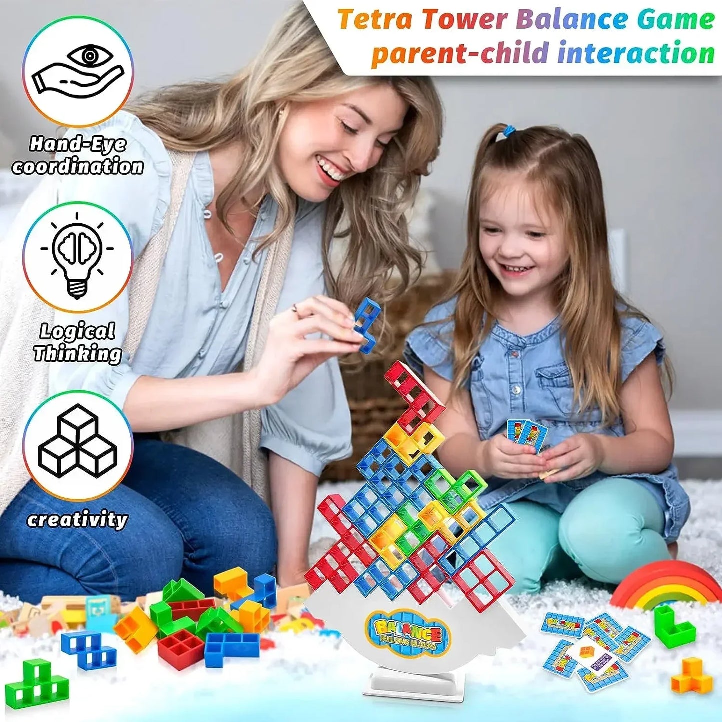 Kids Balance Toys Stacked Tower Board Game Stacking Building Blocks Puzzle Assembly Bricks Educational Toys for Children Adults