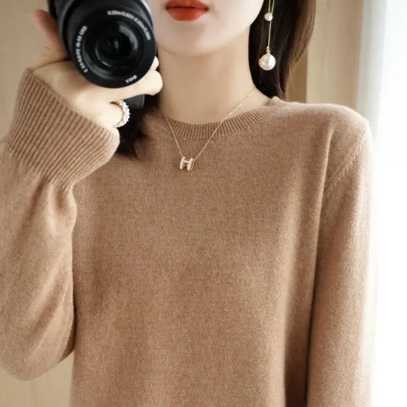 2024 Women Sweater Spring Autumn Long Sleeve O-neck Pullovers Warm Bottoming Shirts Korean Fashion Sweater Knitwear Soft Jumpers