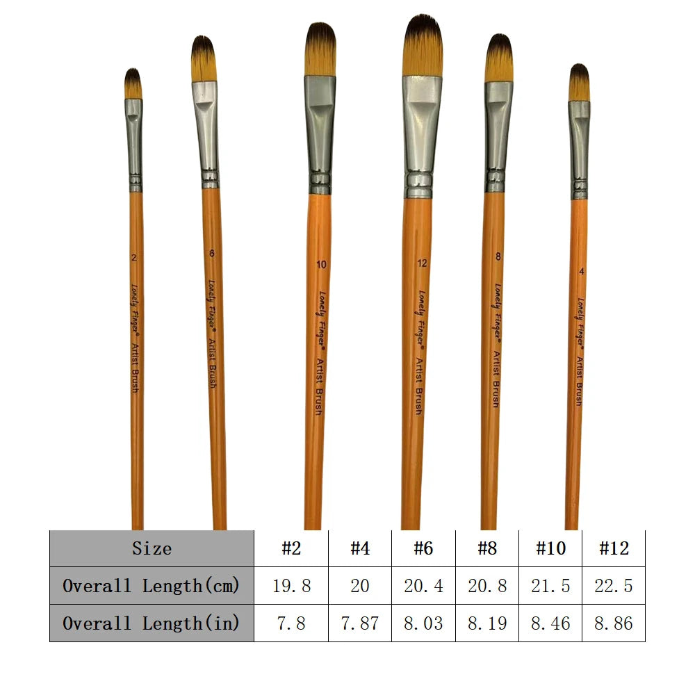 6pcs Artist Paint Brush Set Professional Anti-Shedding Tips Paintbrushes For Acrylic Oil Watercolor Acrylic Painting For Body