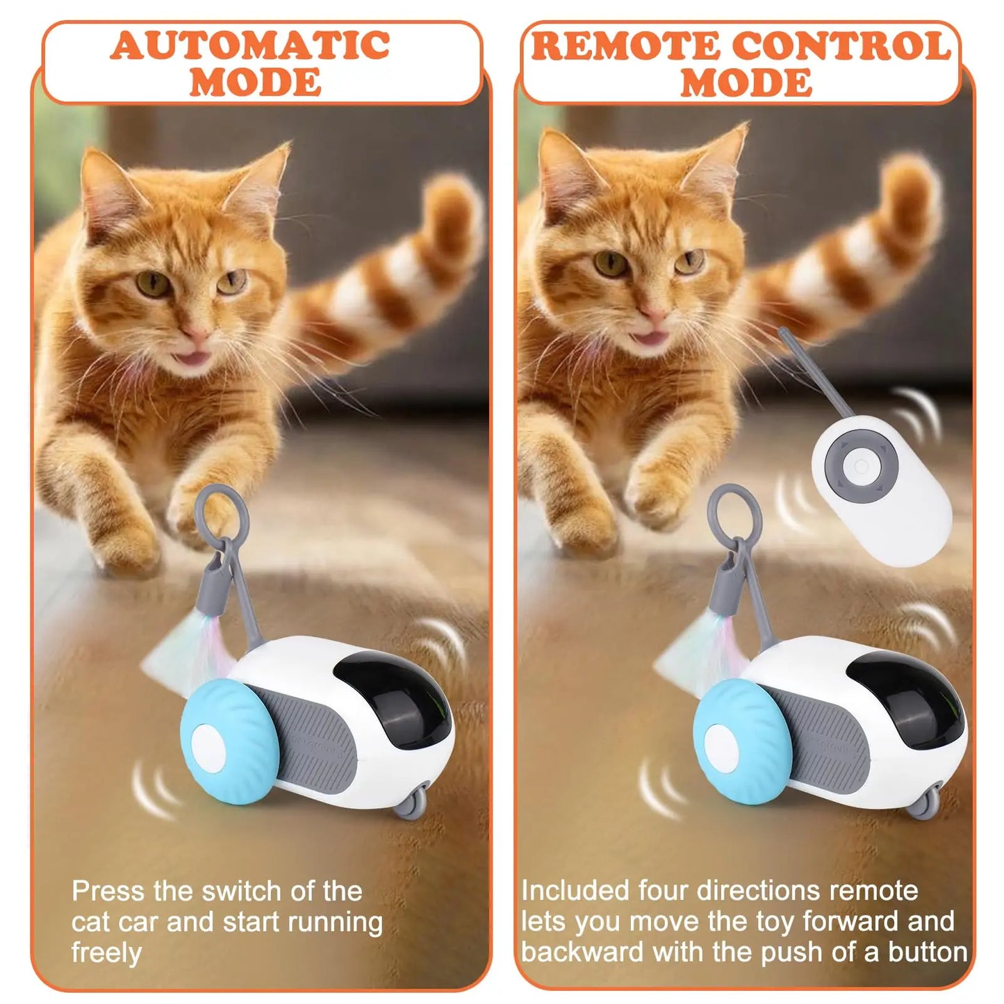 Smart Remote Control Cat Toy Car,  rc Interactive Cat Toy Self Play Rolling Automatic Moving for Indoor Cats Whisker Fun Cat Toy