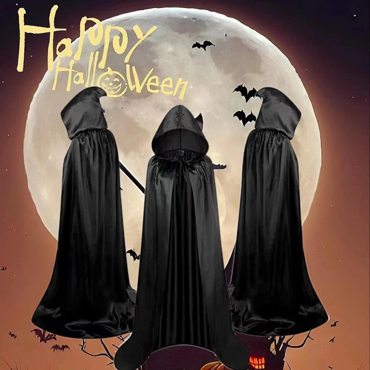 Halloween Cloak Black Death Cloak Witch Devil Costume Vampire Party Children's Cloak cosplay