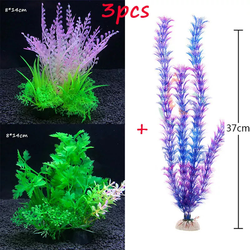 3Pcs  Artificial Aquarium Decor Plants Water Weeds Ornament Aquatic Plant Fish Tank Grass Decoration Water Grass Decorations