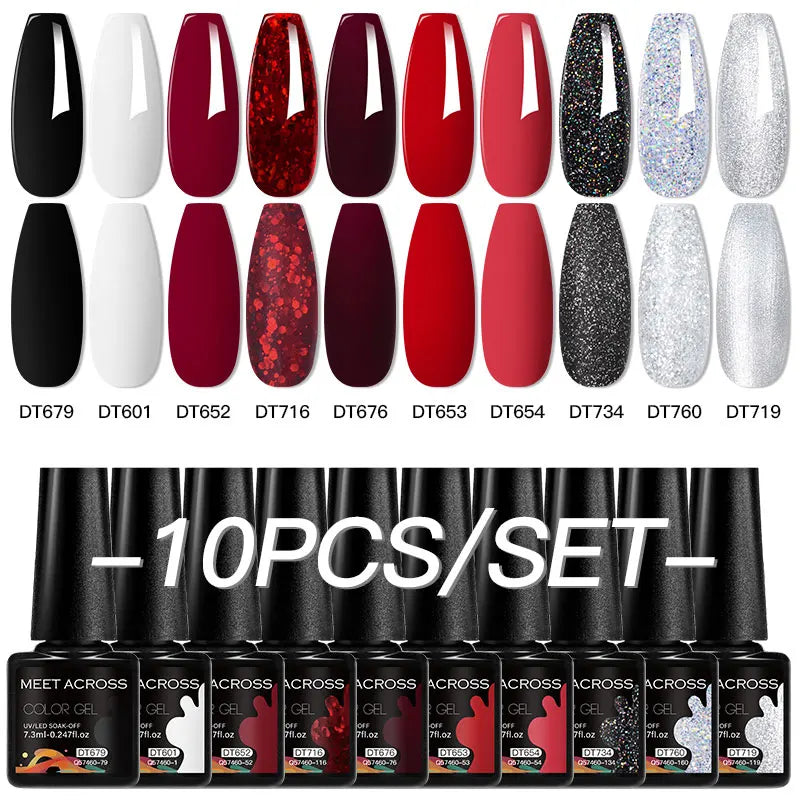 10Pcs Gel Nail Polish Set Macaron Color Semi Permanent UV Gel Varnish For Summer Long Lasting Manicure Kit Soak Off Nail Supplie