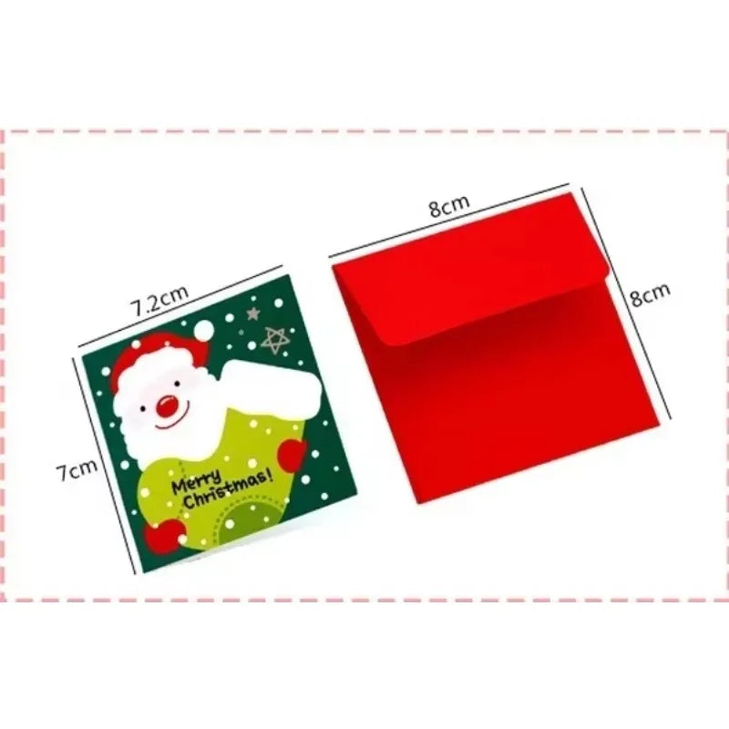 24 Pcs/lot Christmas Greeting Card Kids Mini Christmas Blessing Greeting Cards Envelope New Year Postcard Gift Card Xmas Party