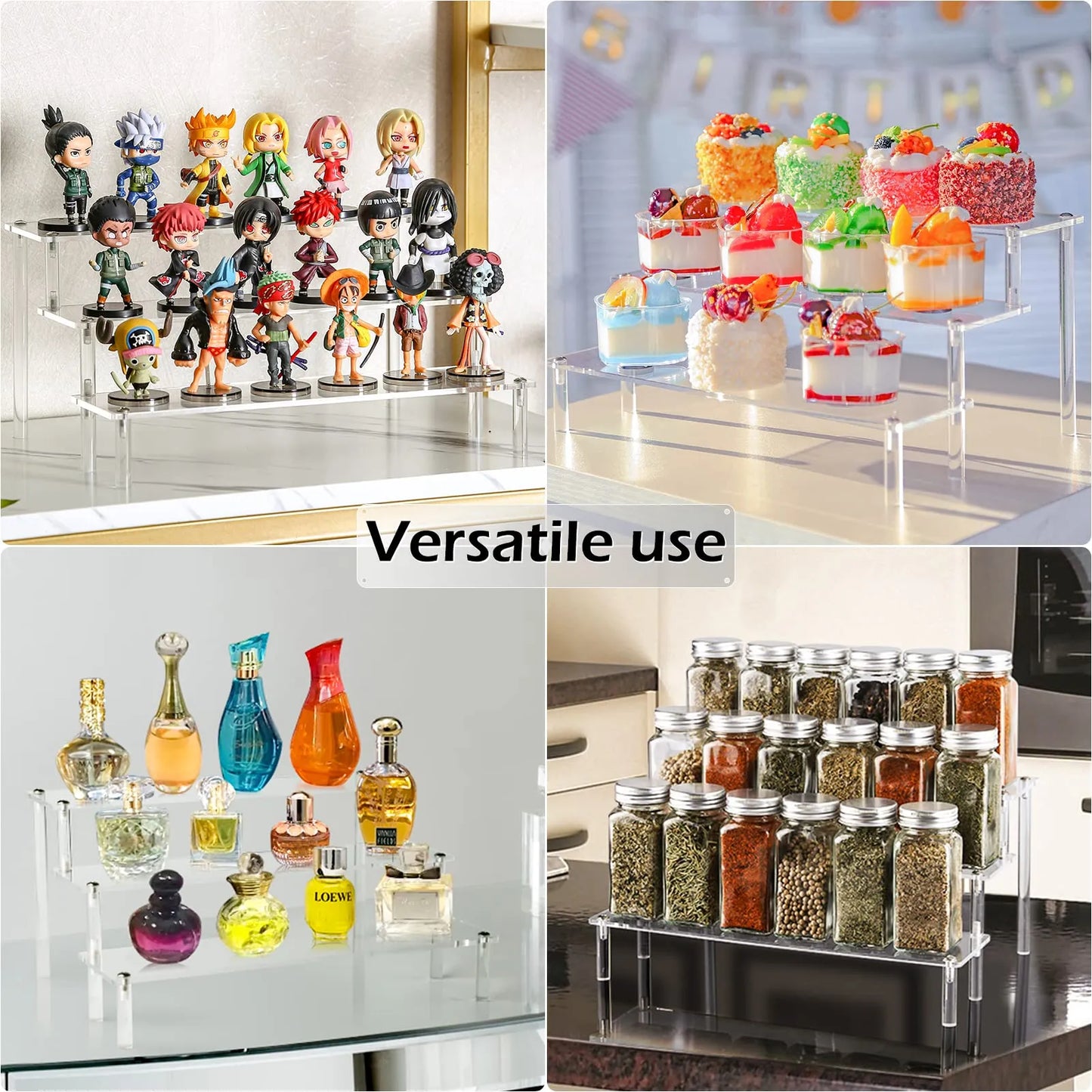 Multi-Layer Acrylic Display Riser Stand Shelf Cupcake Perfume Display Holder Figures Desktop Decoration Organizer Showcase Toys