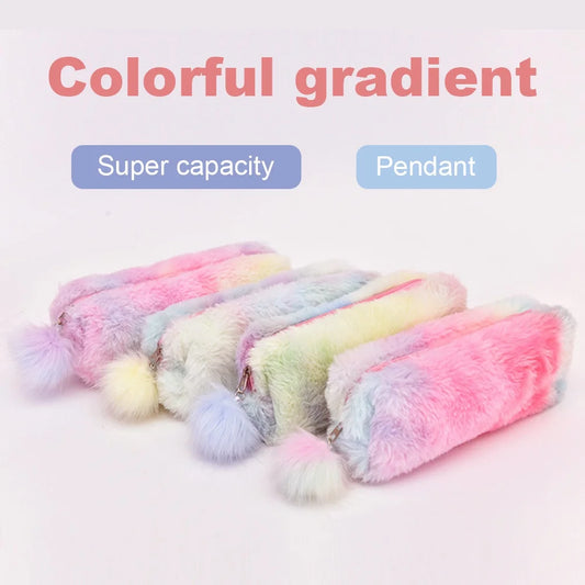 Kawaii Plush Pencil Case Cute Pen Box Large Capacity for Girls Storage Bag Student School Office Supplies Stationery