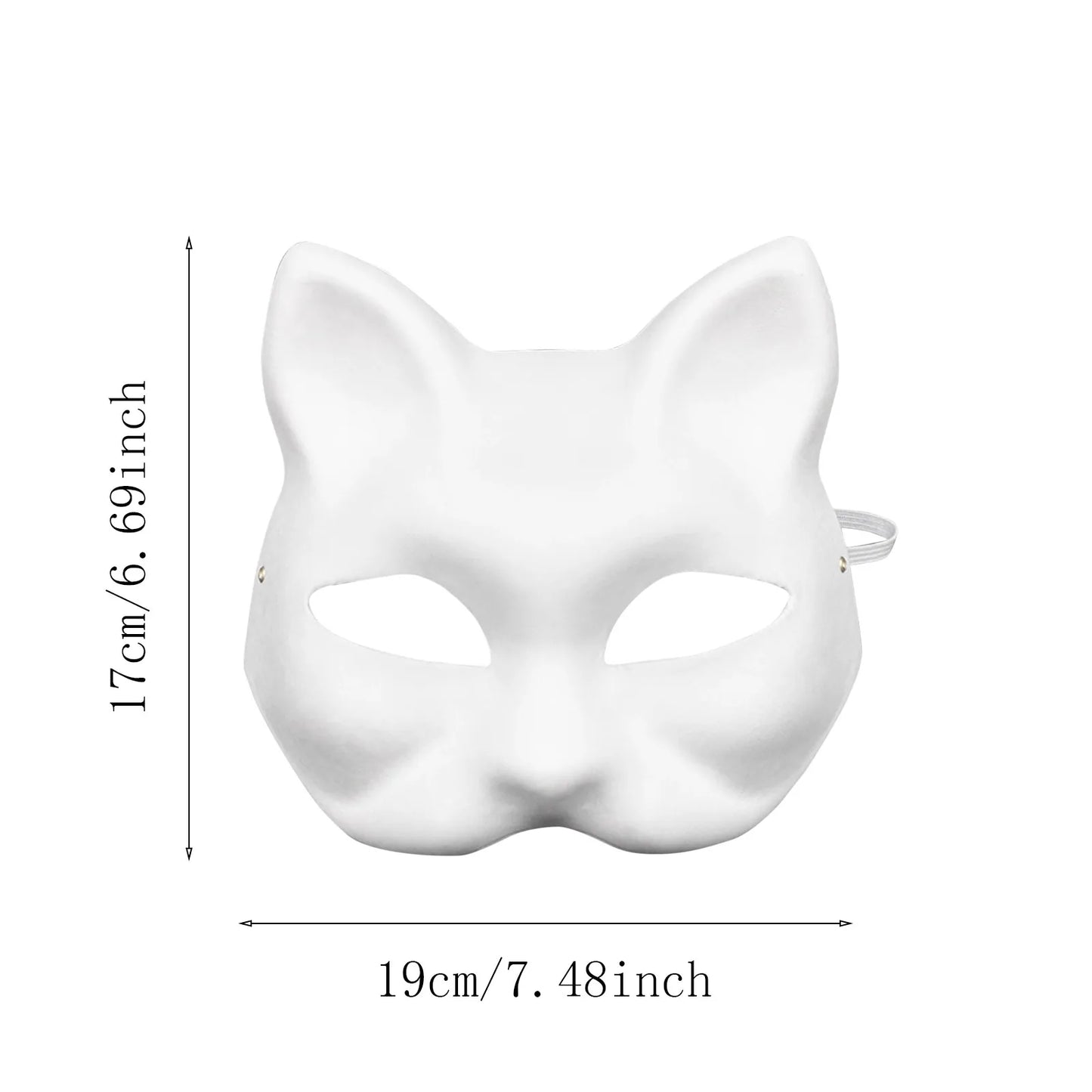 Paper Blank White Mask Halloween Cosplay Cat Fox Diy Paintable Half Face Mask Animal Costume Party Decorate Craft Prop