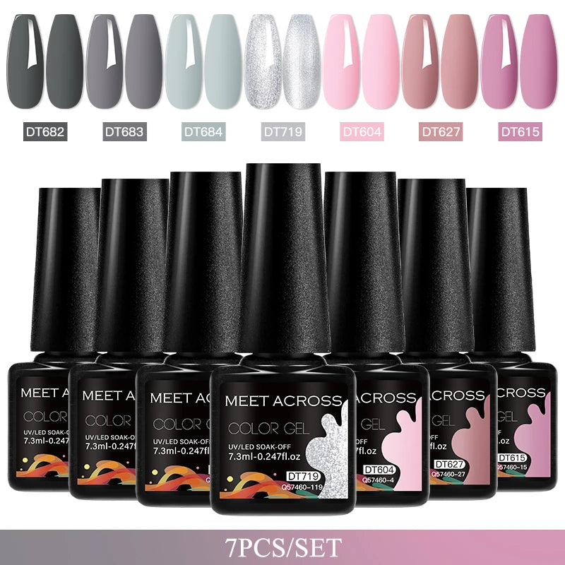 7pcs Gel Nail Polish Set For All Season 7.3ml Semi Permanent UV Gel Varnish Long Lasting Manicure Kit Soak Off Nail Supplies DIY