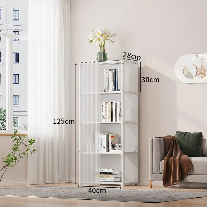 Simple Bookshelf Floor To Floor Storage Rack Living Room Sundries Storage Cabinet Shelf Household Multi-layer Storage Wardrobe