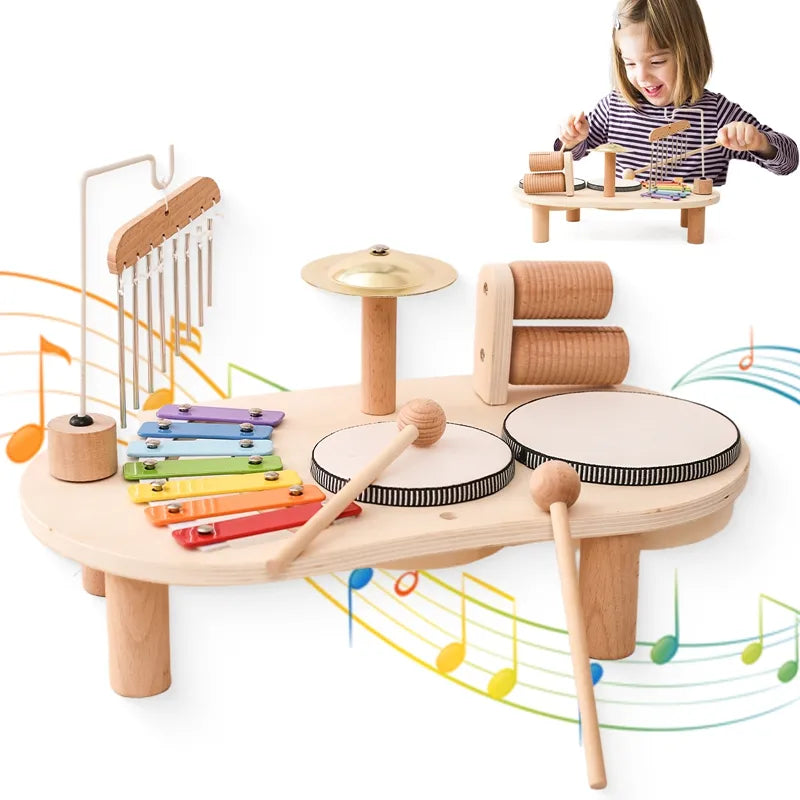 Baby Wooden Montessori Toys Bandstand Model Removable Set Mobile Drum Children Puzzle Learning Toys For Newborn Birthday Gift