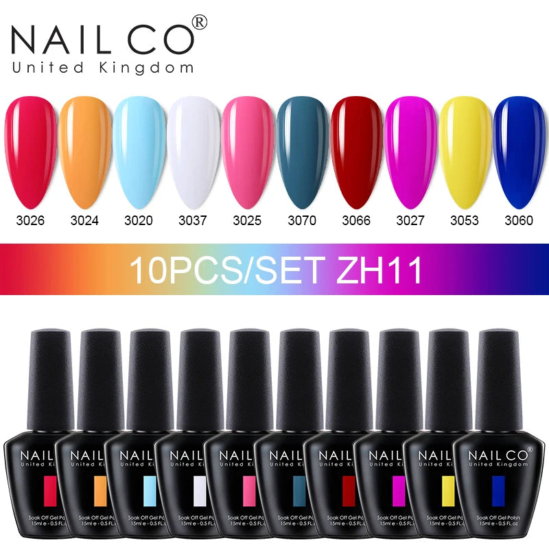 NAILCO 15ml 10/20pcs Gel Nail Polish Set Spring Summer Color UV Gel Nail Art All For Manicure  Gel Paint For DIY Professionals