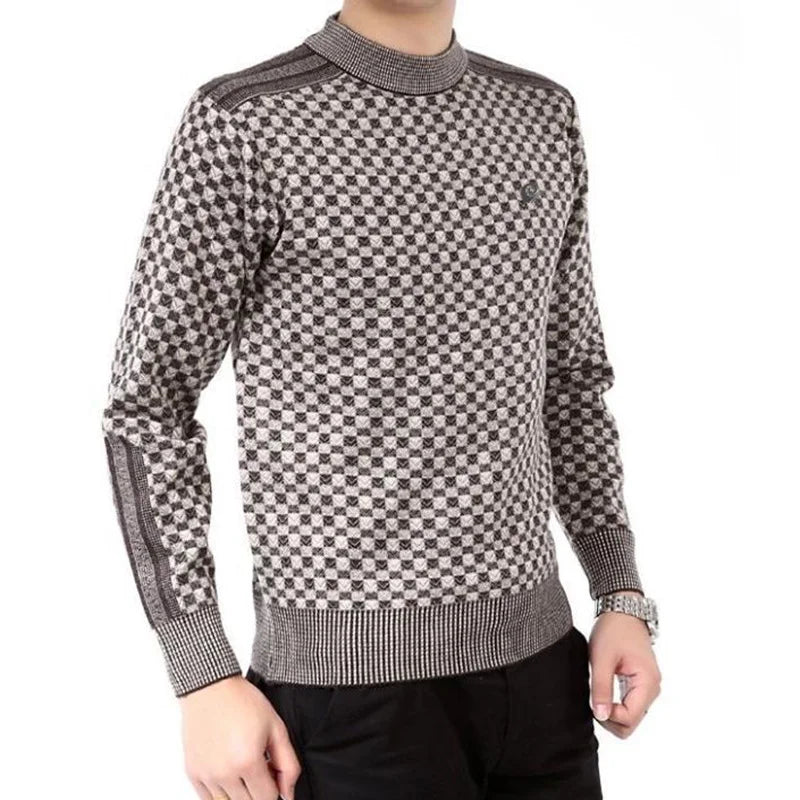 Fashion O-Neck Knitted Spliced All-match Lattice Sweater Men's Clothing 2023 Autumn New Casual Pullovers Long Sleeve Korean Tops