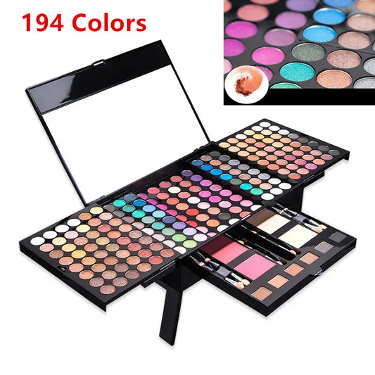 74-194 Colors Eyeshadow Makeup Palette Rainbow Color Tone Contouring Shadow Powder And Eyebrow Powder All In One Makeup Box Set