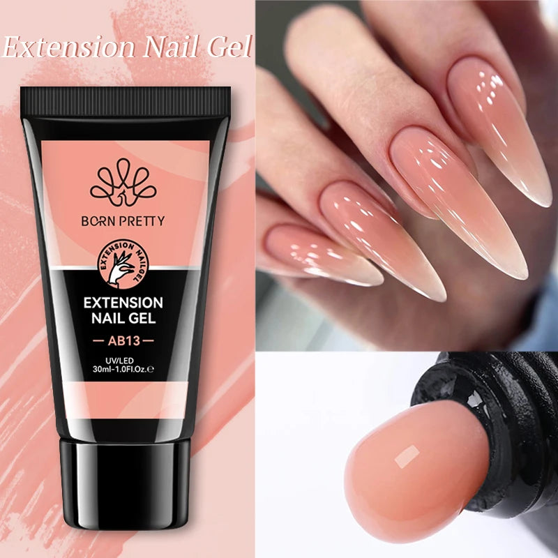 BORN PRETTY 30ml Acrylic Gel For Nail Extension Nude Clear White Color Quick Building Prolong Manicure Nail Art Hard Gel Varnish