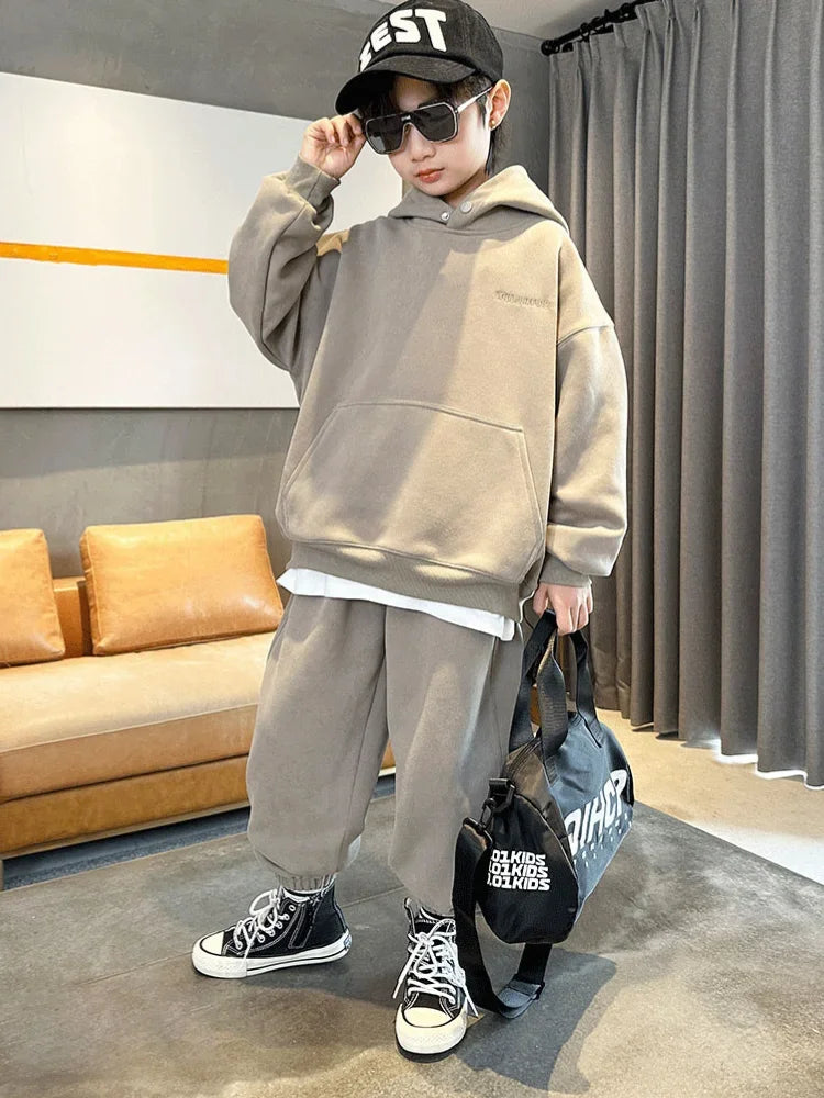 Autumn Children Boy Clothes Set Teenage Girls Letter Hoodies Pullover and Pants Suit Kid Sweatshirts Top and Bottom Tracksuits