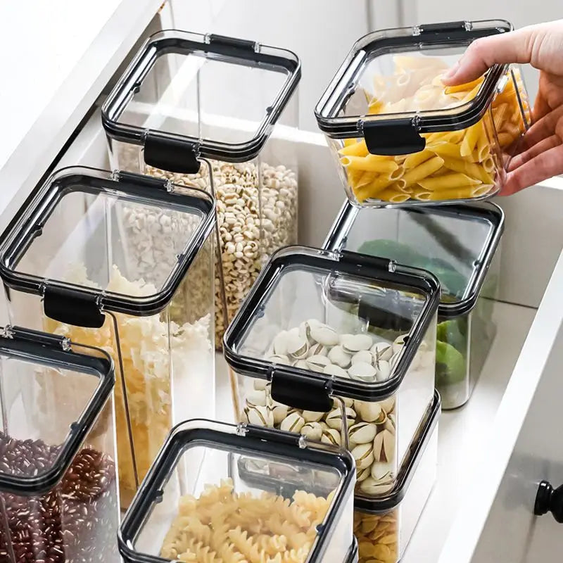 Food Storage Kitchen Containers Plastic Box Jars for Bulk Cereals Kitchen Organizers for Pantry Organizer Jars with Lid Home Set