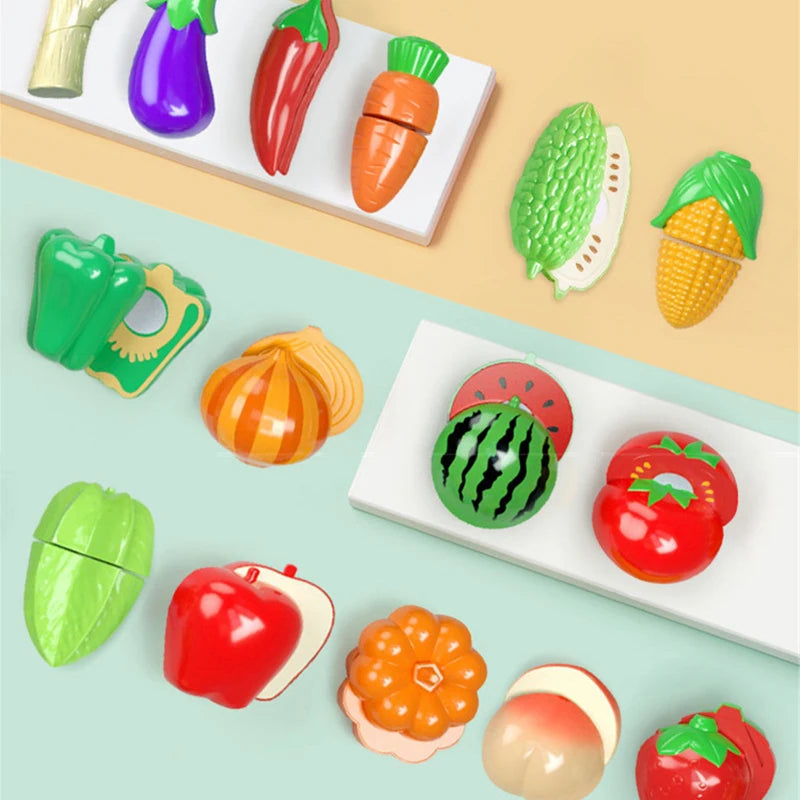 Kitchen Play House Toy Set Simulation Plastic Classic Fruit Vegetable Food Cutting Game Educational Kids Montessori Learning Toy