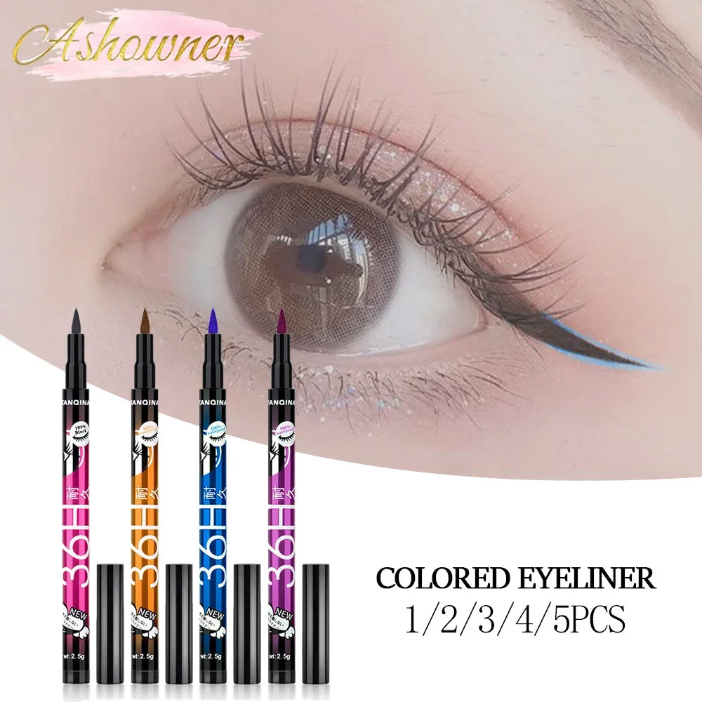 Black Liquid Eyeliner Waterproof Eyeliner Pencil 36H Long-Lasting Liquid Eye Liner Pen Quick-Dry No Blooming Cosmetics Tool