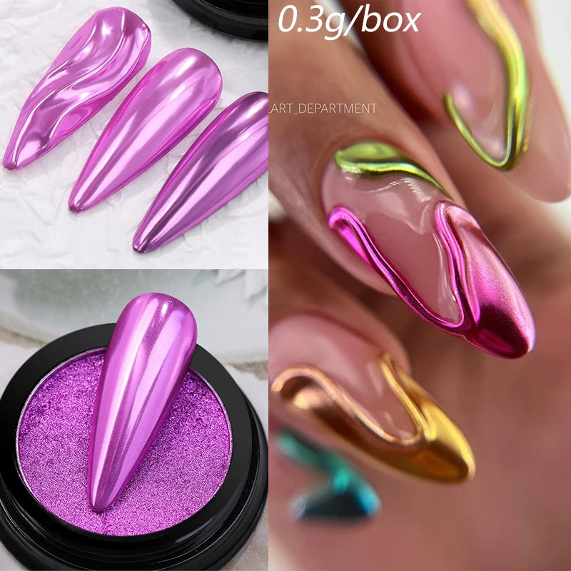 NICOLE DIARY Nail Powder Pigment Pearl White Rubbing on Nail Art Glitter Dust Chrome Aurora Manicure  Decoration DIY