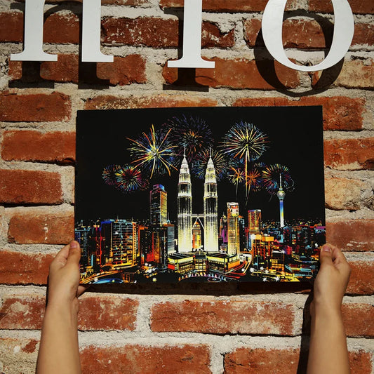 40.5*28.5cm Magic Scratch Art Crafts World Landscape Scraping Paintings Paper Adult kids toys Creative DIY Gifts