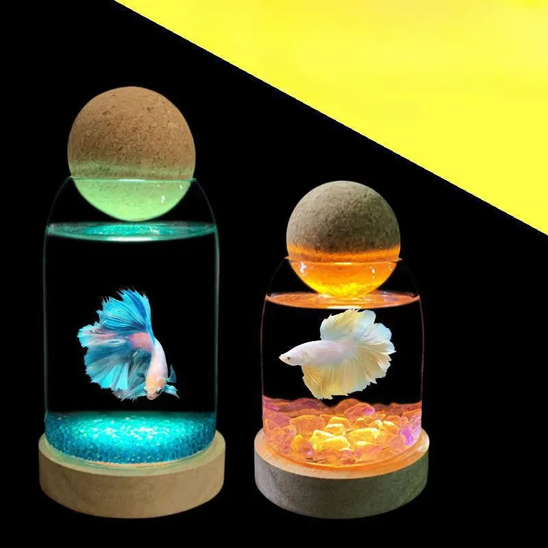 Aquarium Glass Betta Tank Office Desktop Mini Jellyfish Cup Aquarium Fishtank Betta Fish