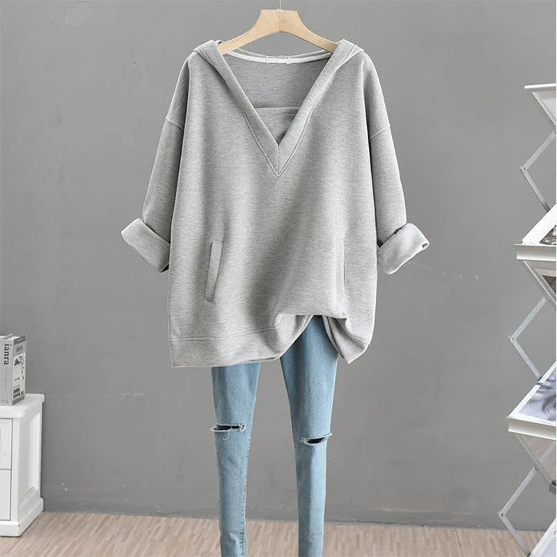 Autumn Winter Fashion Style Y2K Sweatshirt Harajuku Slim Fit Tops Women Casual Loose All Match Female Clothes Long Sleeve Hooded