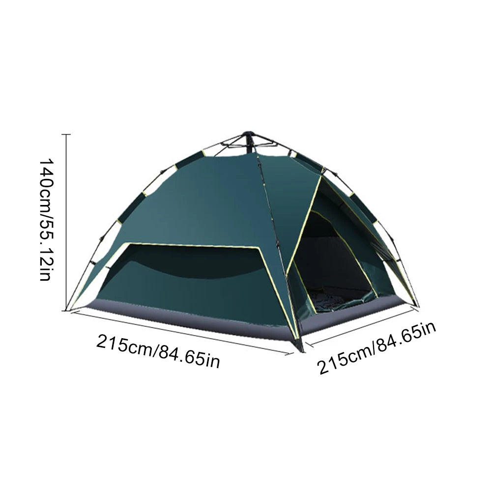 3-4 Person Outdoor Folding Tent Instant Pop Up Tent Portable Automatic Waterproof Double Door Camping Tent for Hiking Picnic