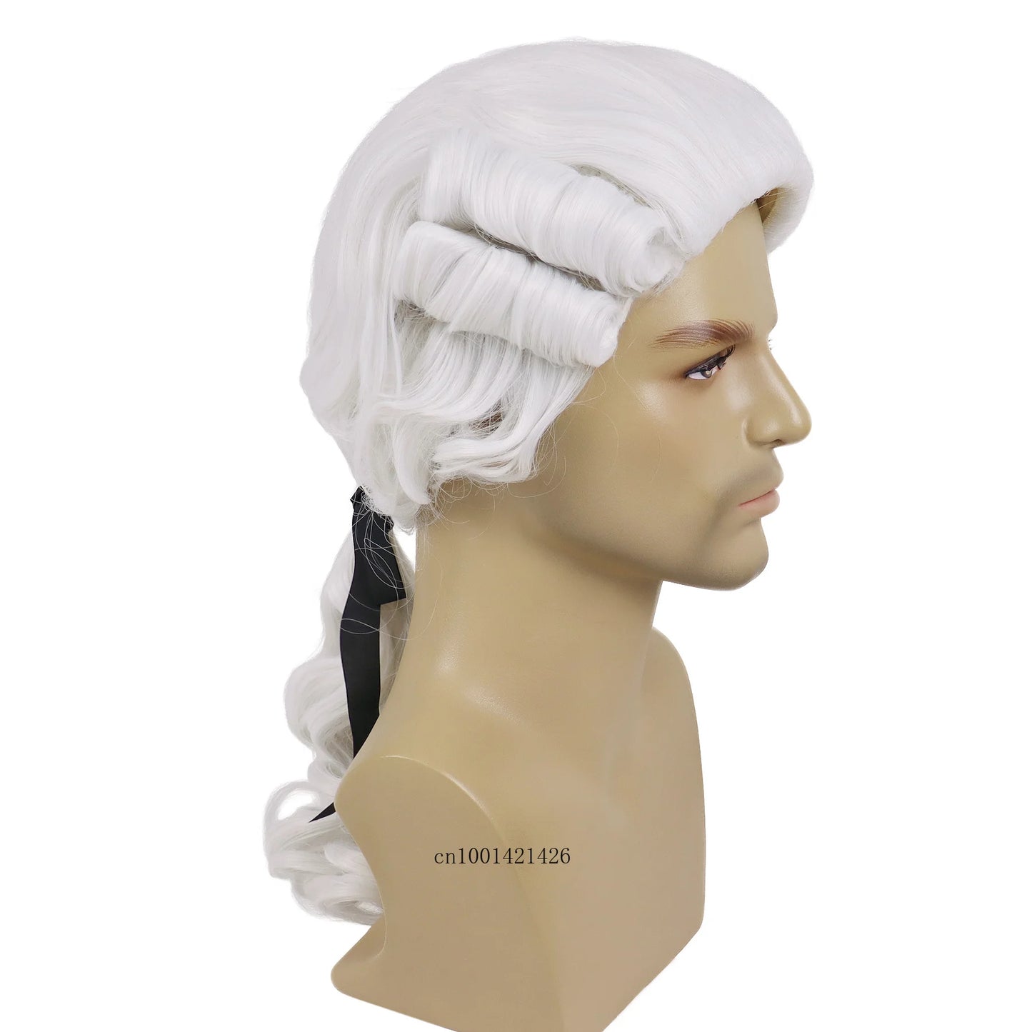 Synthetic George Washington Wig Colonial Man Long Wave White Wigs Halloween Costume Cosplay Wig Lawyer Funny Powdered Judge Wigs