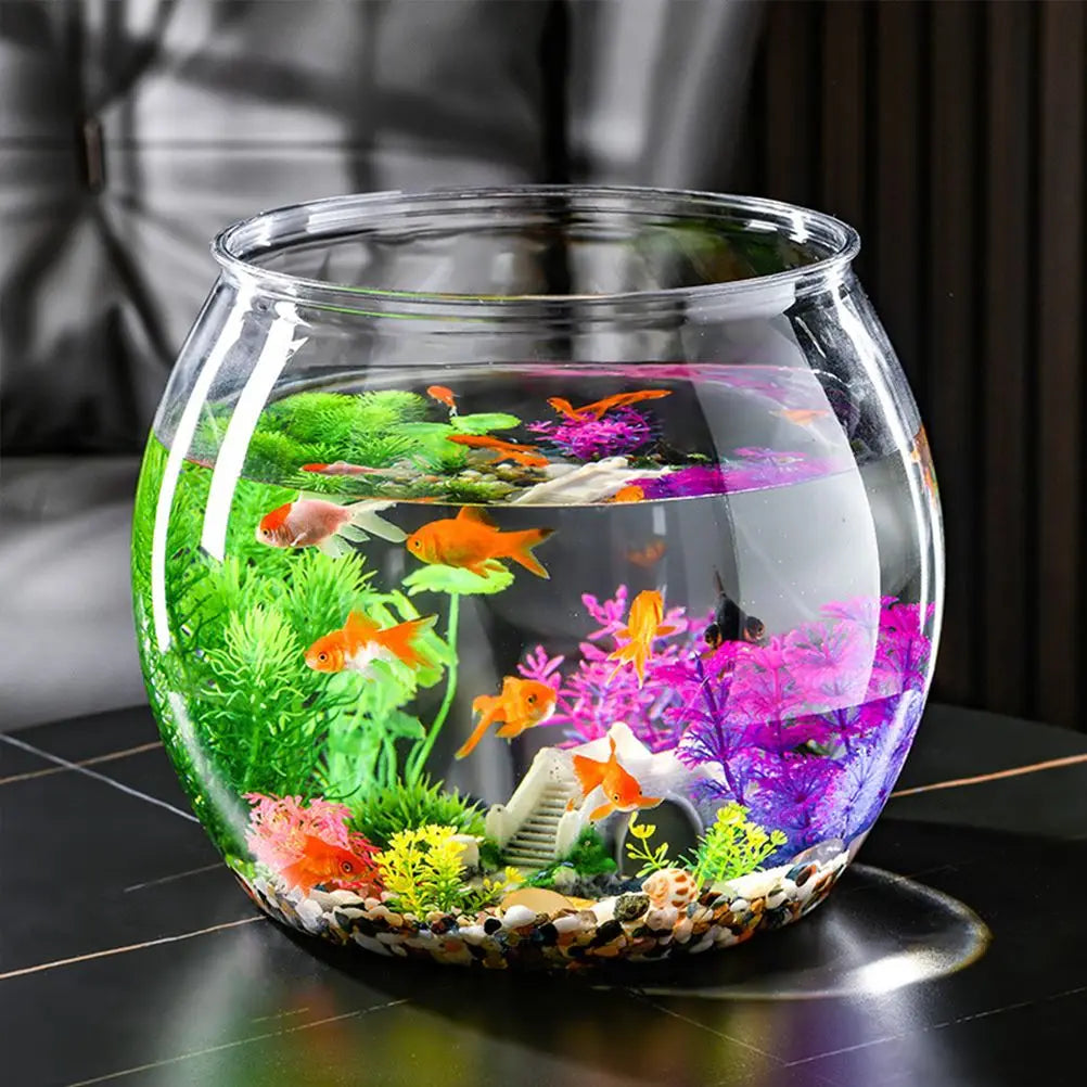 Goldfish Bowl Tank Round Decorations Pots Aquarium Home The Pet Plastic Micro Landscape Office Bubble Fish Bowl Vase Fish Tank