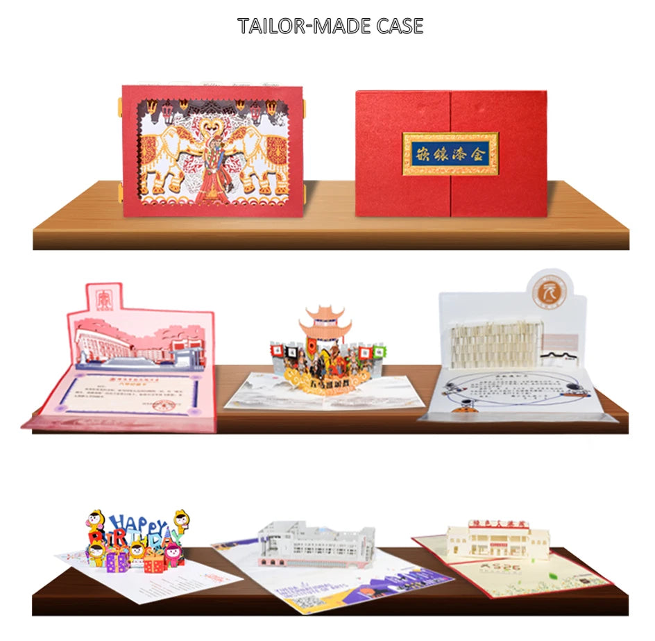 6 Pcs Christmas Greeting Cards with Envelopes Different Designs Gilding Printing