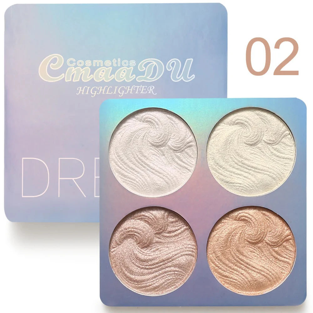 4Color Face Highlighter Palette Bronzer Contouring Highlight Powder Makeup Face Shimmer Shine High Lighter Iluminador Maquillaje