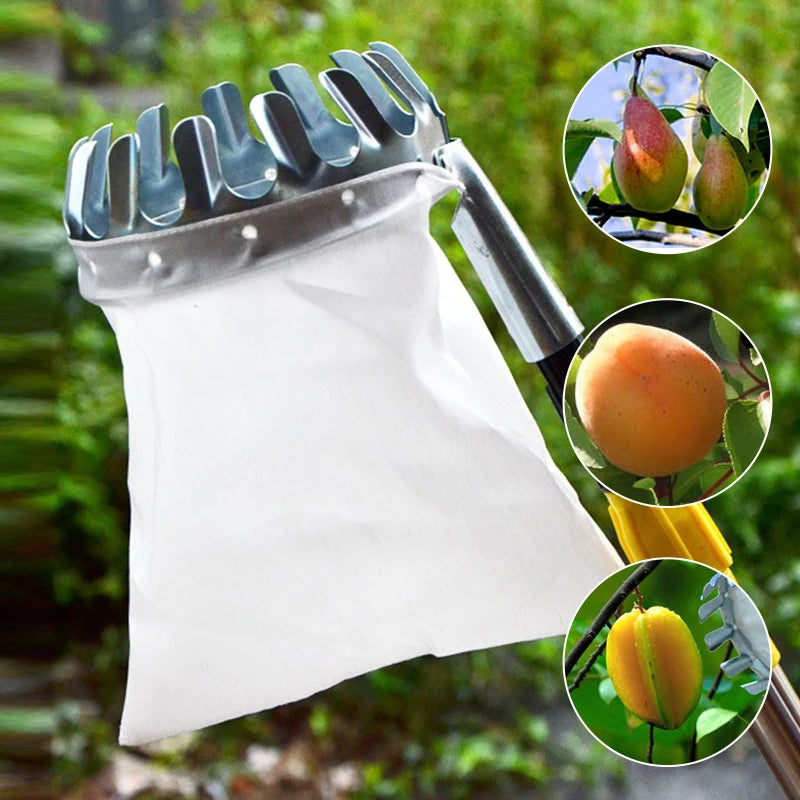 Metal Fruit Picker Gardening Peach High Tree Picking Catcher  Garden Orchard Fruit Collection Bag Net Tools Without Handle