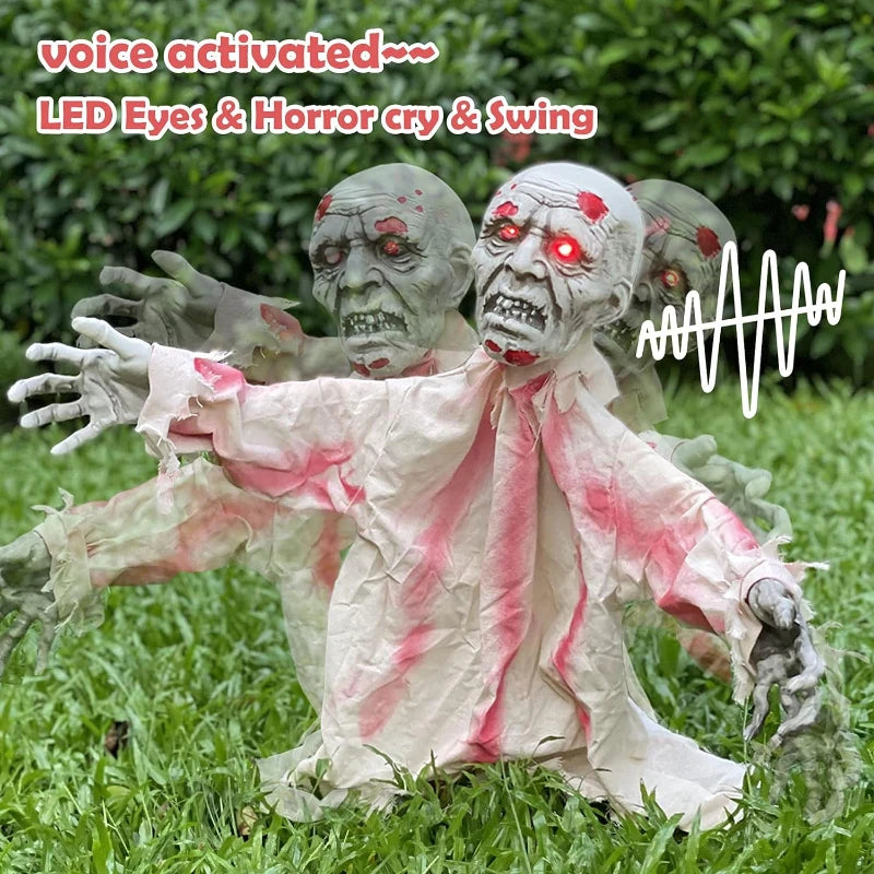 Large Voice Control Skeletons Outdoor Halloween Scary Decorations Moveable Creepy  Animated Sound Effect Prop for Haunted House