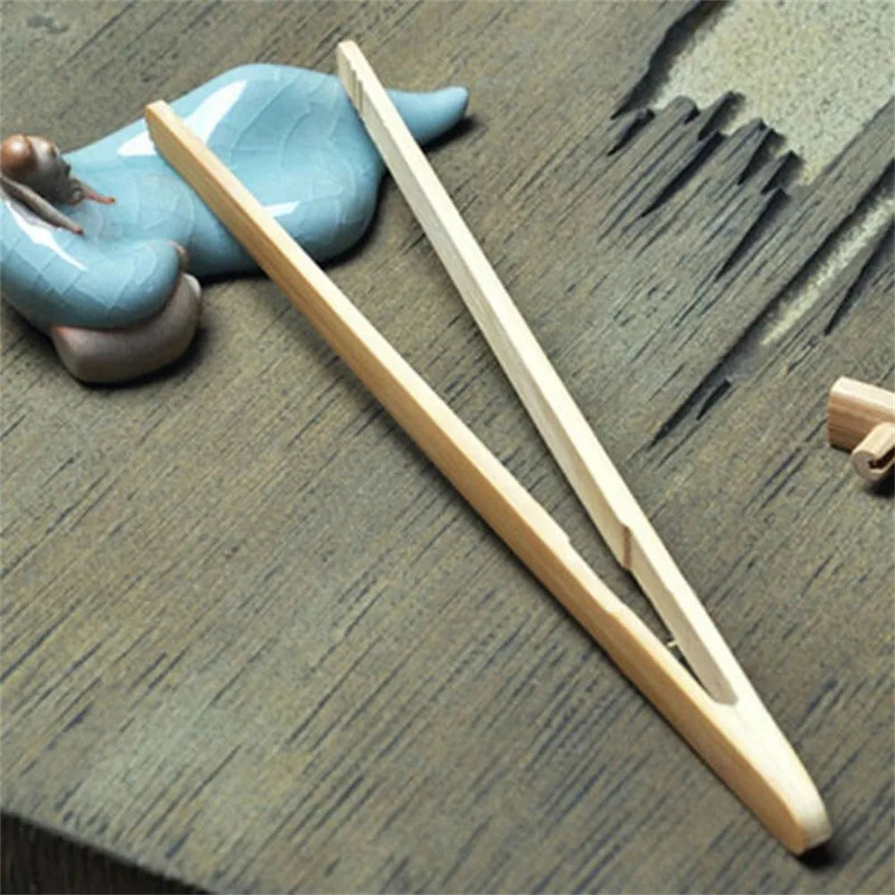 Hot Sale 2Pcs Wooden Tea Clip Bamboo Kitchen Salad Food Toast Tong Tweezer Bacon Sugar Ice Tea Utensil Teaware Accessories