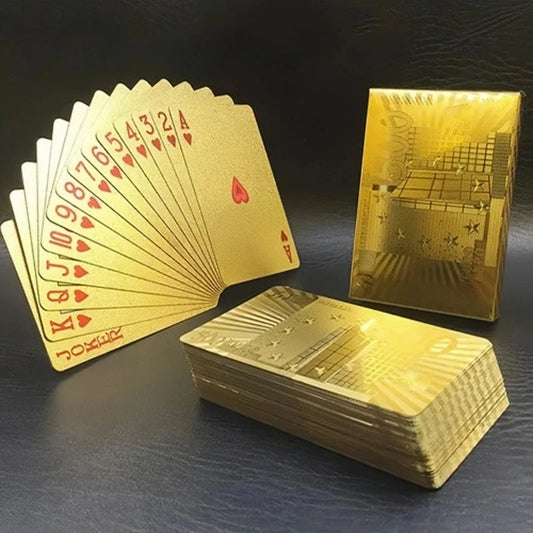 Gold Foil Poker Card Euro Style Plastic Playing Cards Waterproof Card Game Props Magic Tools Holiday Collectibles Party Gifts