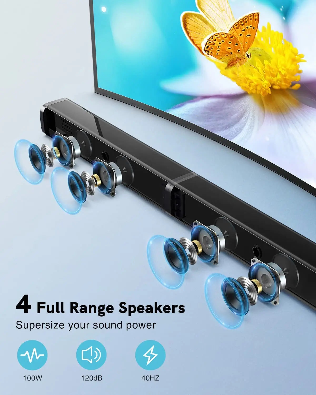 Go 100W TV SoundBar 2.1 Bluetooth Speaker 5.0 Home Theater Sound System 3D Surround Sound Bar Remote Control With Subwoofer