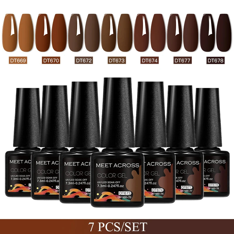 7pcs Gel Nail Polish Set For All Season 7.3ml Semi Permanent UV Gel Varnish Long Lasting Manicure Kit Soak Off Nail Supplies DIY