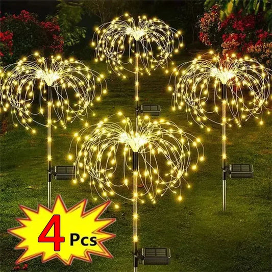 1/2/4Pcs Solar LED Firework Fairy Light Outdoor Garden Decoration Lawn Pathway Light For Patio Yard Party Christmas Wedding