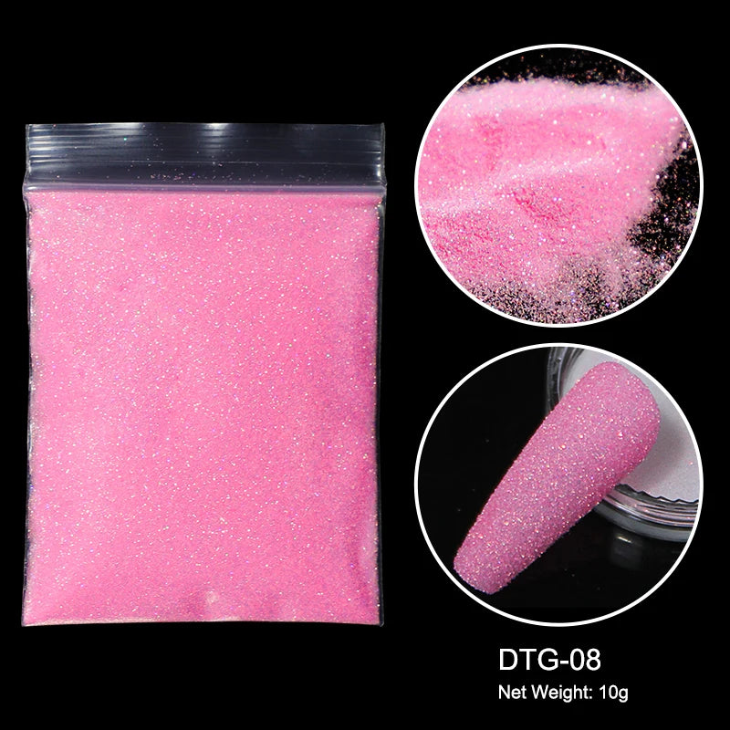 10g/bag Shining Sugar Nail Glitter Colorful Powder Candy Coat Effect White Black Pigment Dust Nails Art Decorations DIY Supplies