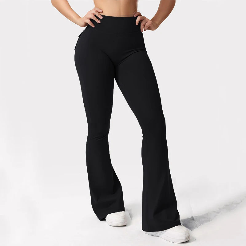 2024 Newest Women Wide Leg High Stretch Yoga Leggings Naked Feeling Compression Fitness Workwear with pockets Yoga Pant ﻿