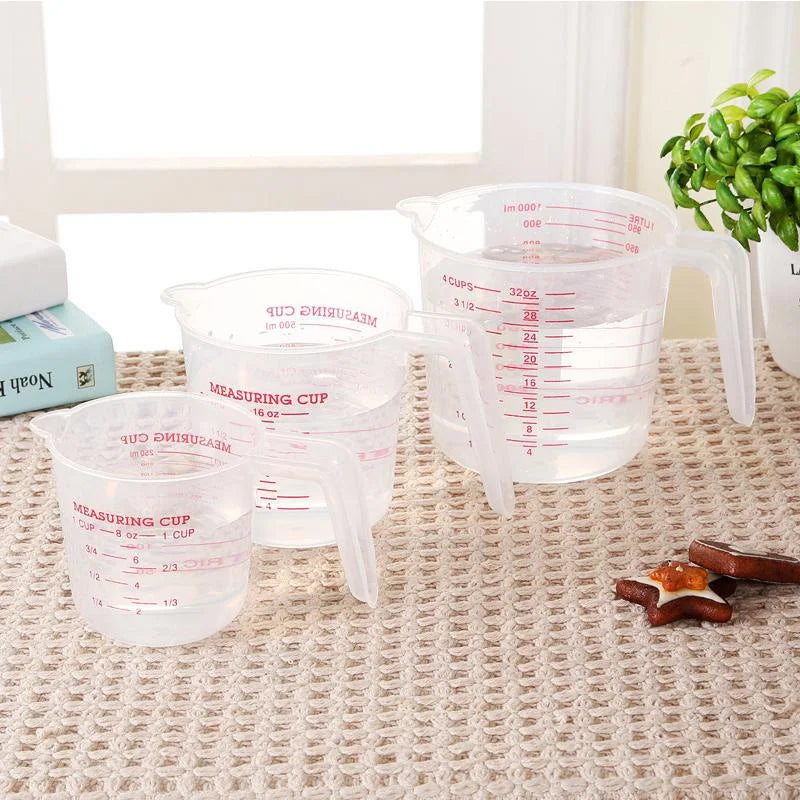 3 Pcs/set Clear Plastic Liquid Measuring Cups Jug Kitchen Cooking Baking Measuring Tools Accessories