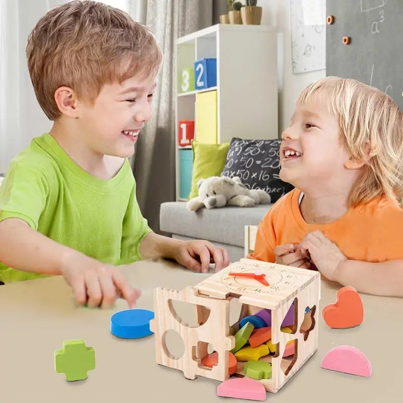 Shape Sorter Toy Stacking And Sorting Wooden Educational Toys Sorting Activity Cube Gifts For Toddlers Learning Fine Motor